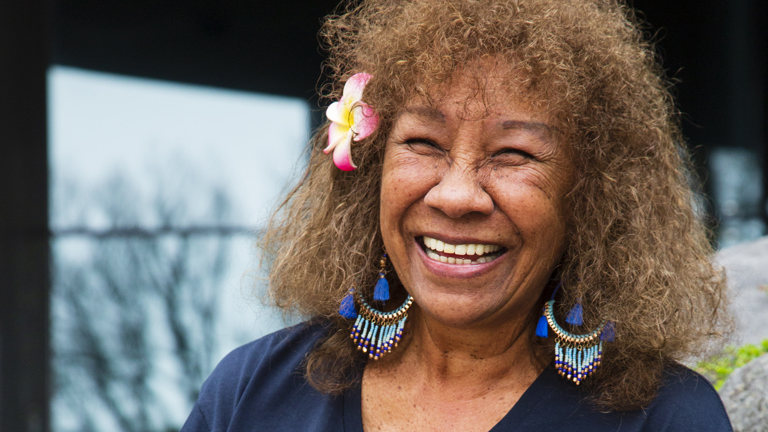 A smiling woman