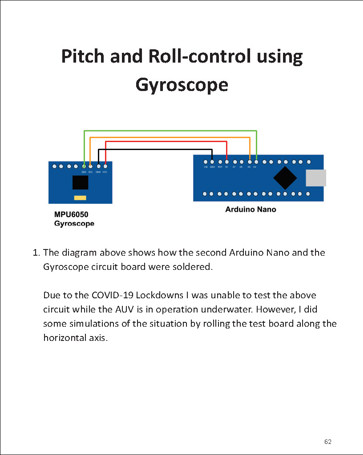 A diagram of the connections between an Arduino and a Gyroscope circuit board, with a short explanation about testing the circuit.