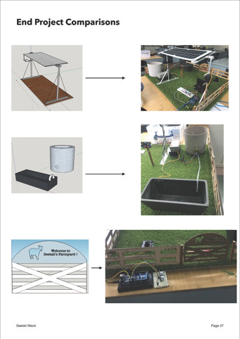 This folio page shows end project comparisons, where digitised planning images are compared with photographs of the completed system design. 