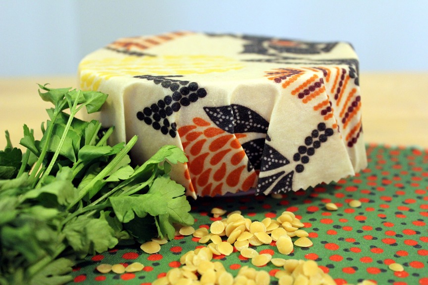 small bowl covered with a beeswax wrap