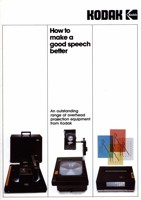 Cover page is divided into three columns, at the bottom of each is a photograph of a different piece of Kodak audiovisual equipment.