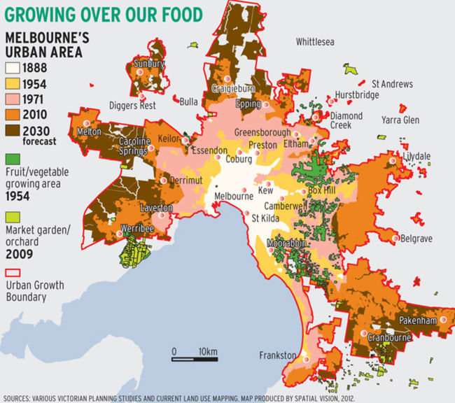 Map of Melbourne's urban area