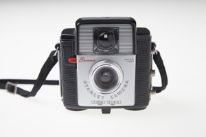 Fixed-focus grey plastic camera.