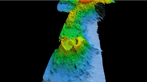 A video flyover of sea mountains