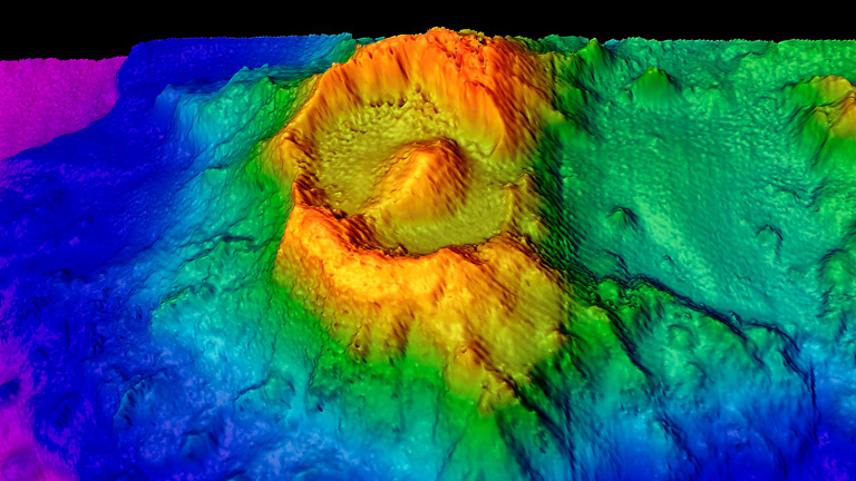 3D imagery of an eye shaped caldera