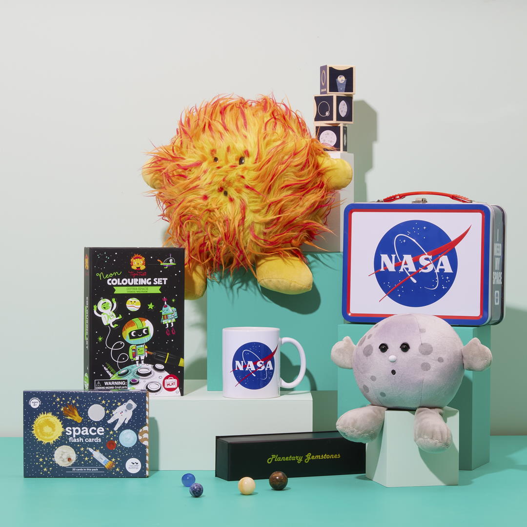 Space themes items in a shop