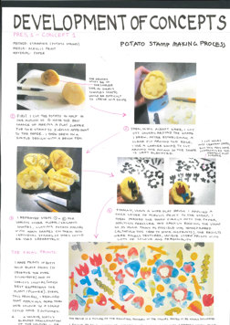 Folio page "Development of Concepts" showing photographs and hand written annotations