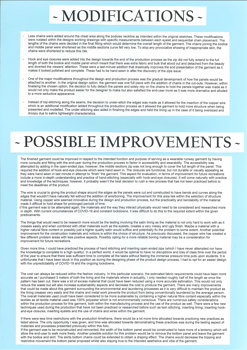 A folio page outlining modifications made to the garment, and possible improvements if the project were to be redone.