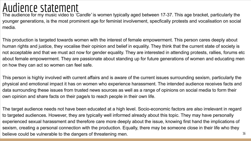 The audience statement for the film Candle, describing the target demographic.