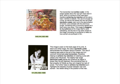This folio page provides a description of the written, symbolic, and technical codes used in two different images.