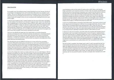 Two folio pages providing a detailed final evaluation of the graphic novel Outsiders.