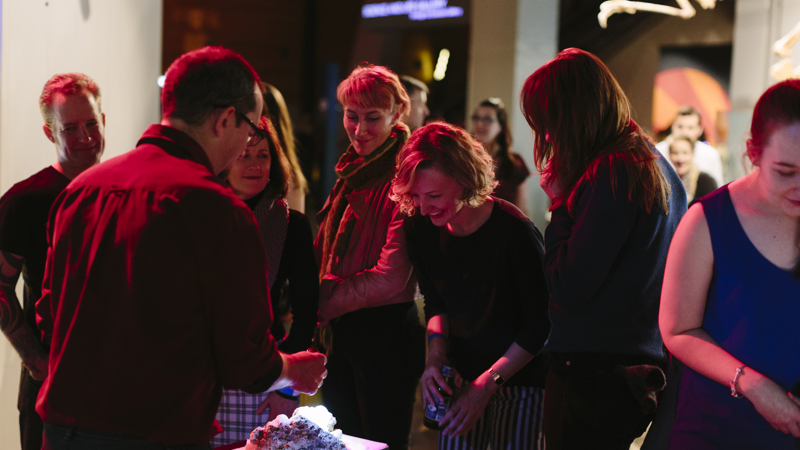 People learning about rocks and fossils at Nocturnal, Melbourne Museum.