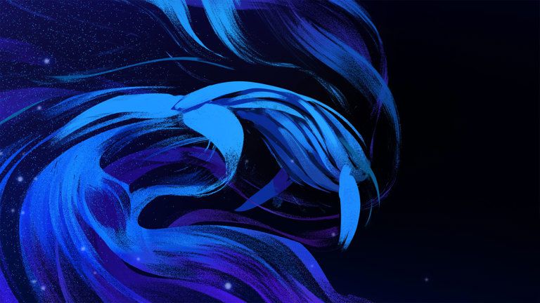 Stylised whale in the sky