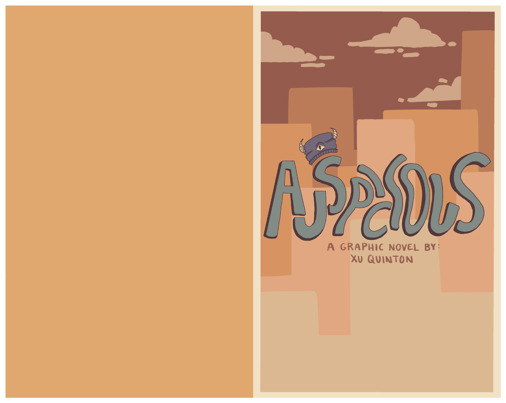 A silhouette of cartoon city buildings with the title of the graphic novel ‘Auspicious’ in front.