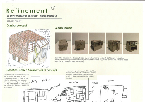 This folio page depicts the final presentation of Tiffany Vuong’s Visual Communication Design presentation ‘Meng Yu Teahouse’.