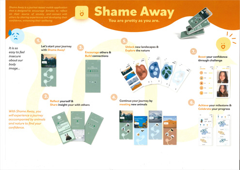 This folio page depicts Candice (Tangtang) Sun’s final Visual Communication Design presentation ‘Shame Away & W!LD’. Candice’s final presentation demonstrates innovative and thoughtful selections appropriate to the brief.