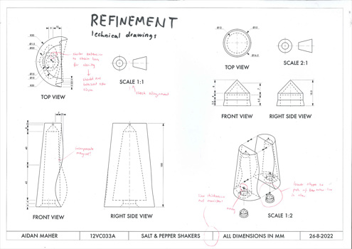 This folio page depicts Aidan Maher’s final Visual Communication Design presentation ‘Urban Fringe’. Aidan’s final presentation demonstrates technical competence.