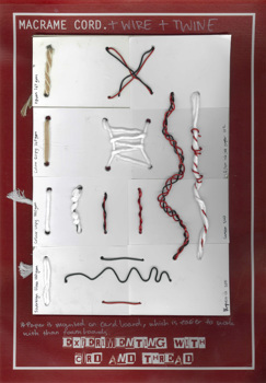 This folio page details Callista Kosasih’s use of macrame cord, wire and twine materials to weave together her Media Photography work ‘Strings Attached’.