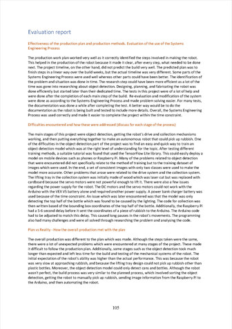 This folio page evaluates the success of Siddharth Shrivastava’s integrated controlled system, the ‘Autonomous Litter Collecting Robot’.