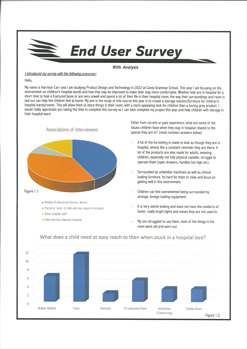 Three folio pages outlining Harrison Carr’s end-user profile and design brief.