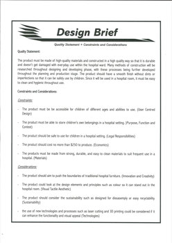 Three folio pages outlining Harrison Carr’s end-user profile and design brief.