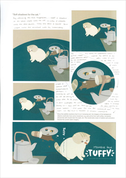 This folio page depicts Meishan Guo’s development of ideas for her Visual Communication Design presentation ‘Tuffy’. The page includes a range of design elements and design principles that Meishan has used to refine her design concepts relevant to the brief.