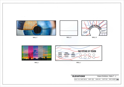 This folio page depicts the final presentation of Sasha Joe’s Visual Communication Design presentation ‘Videre Exhibition’.