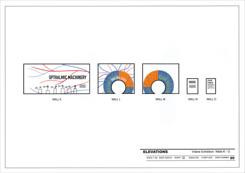 This folio page depicts the final presentation of Sasha Joe’s Visual Communication Design presentation ‘Videre Exhibition’.