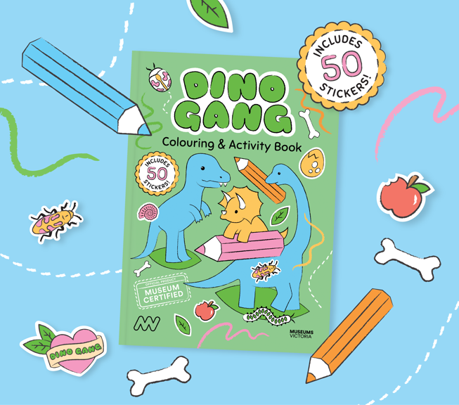 Dino gang colouring book