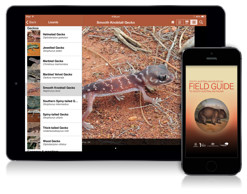 An iPad and iPhone showing the Field Guide to SA Fauna app on screen