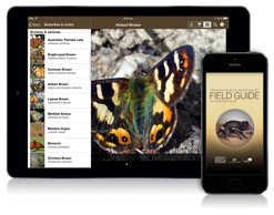An iPhone and iPad showing the Field Guide to Tasmanian Fauna app on screen
