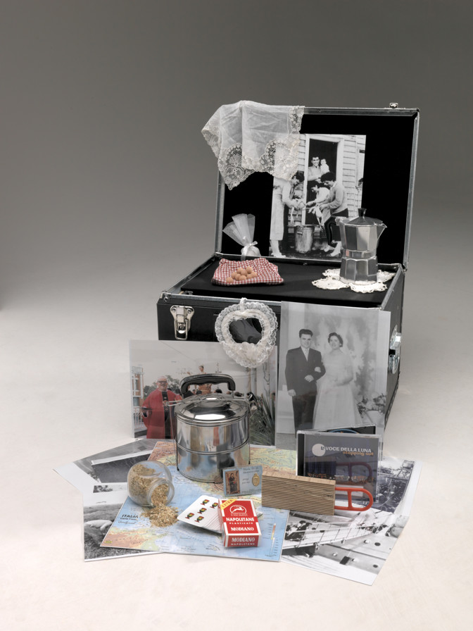 Various objects and props relating to Italian culture used in outreach programs