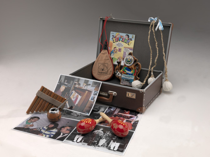 Various objects and props relating to Spanish culture used in outreach programs