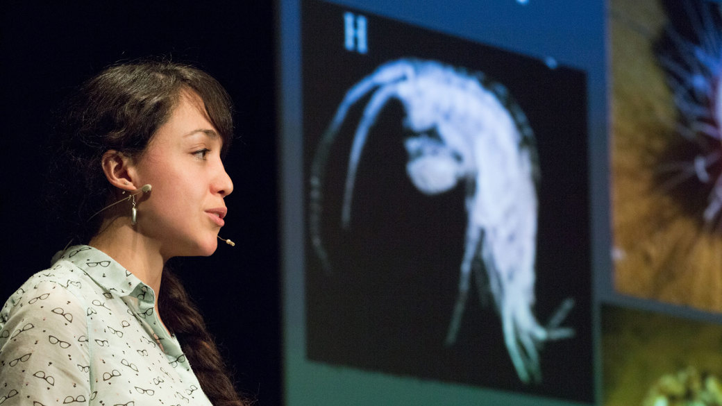 Lupita Bribiesca, Phd candidate, presenting a talk as part of the 'Meet the Scientists' program at Melbourne Museum Theatre.
