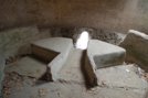 Outlet inside the castellum aquae, showing three different types of pipes