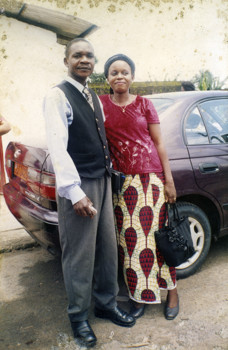 Nickel and Gertrude Mundabi outside church in Cameroon.