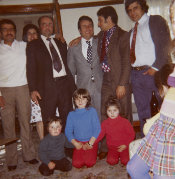 Group portrait of three brothers with a judge from Hadchit, 1975. 