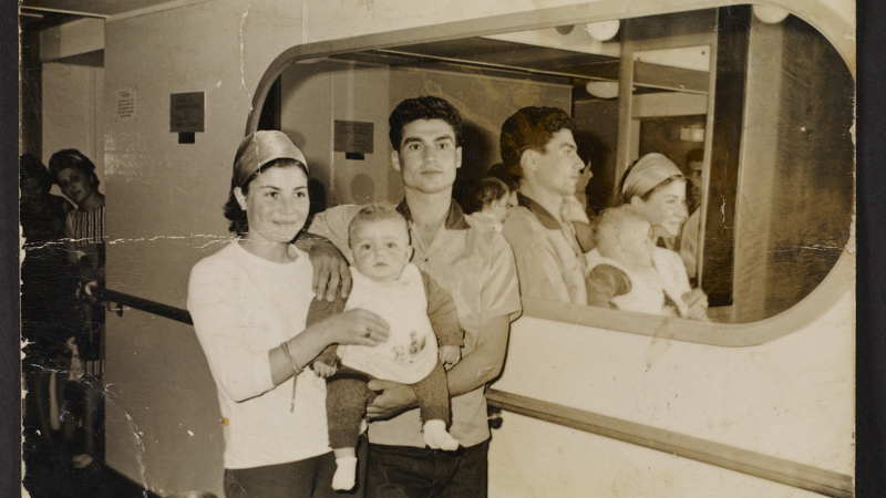 Portrait of family aboard Patris, 1967. 