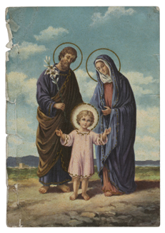 Religious Postcard depicting the Holy family of Jesus, Mary and Joseph , 1970s.