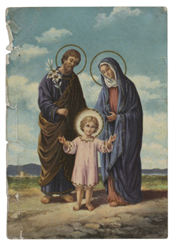 Religious Postcard depicting the Holy family of Jesus, Mary and Joseph , 1970s.