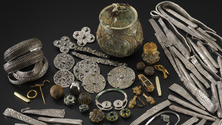 Assorted treasures discovered in the Galloway Hoard.