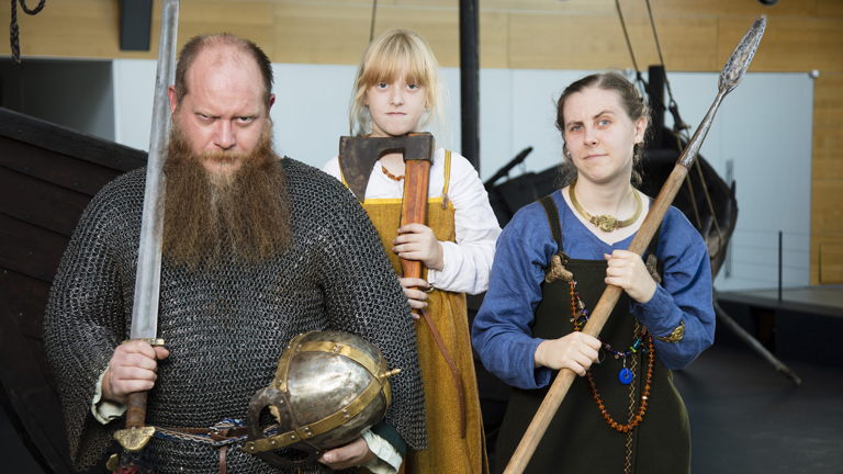 Members of the Society for Creative Anachronism dressed as vikings.