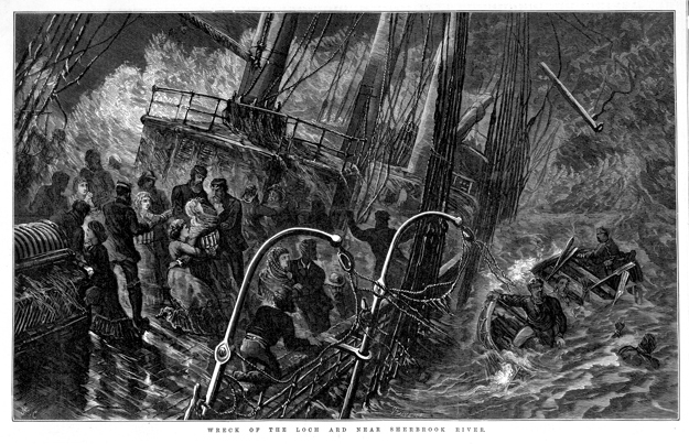 Print of 'Wreck of the Loch Ard near Sherbrook River', from Illustrated Sydney News and New South Wales Agriculturist &​ Grazier, 13 July 1878, p. 13
