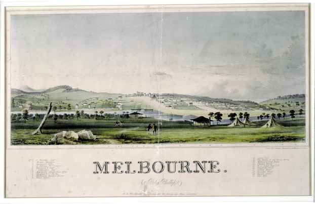 Melbourne from the south side of the Yarra River in 1839