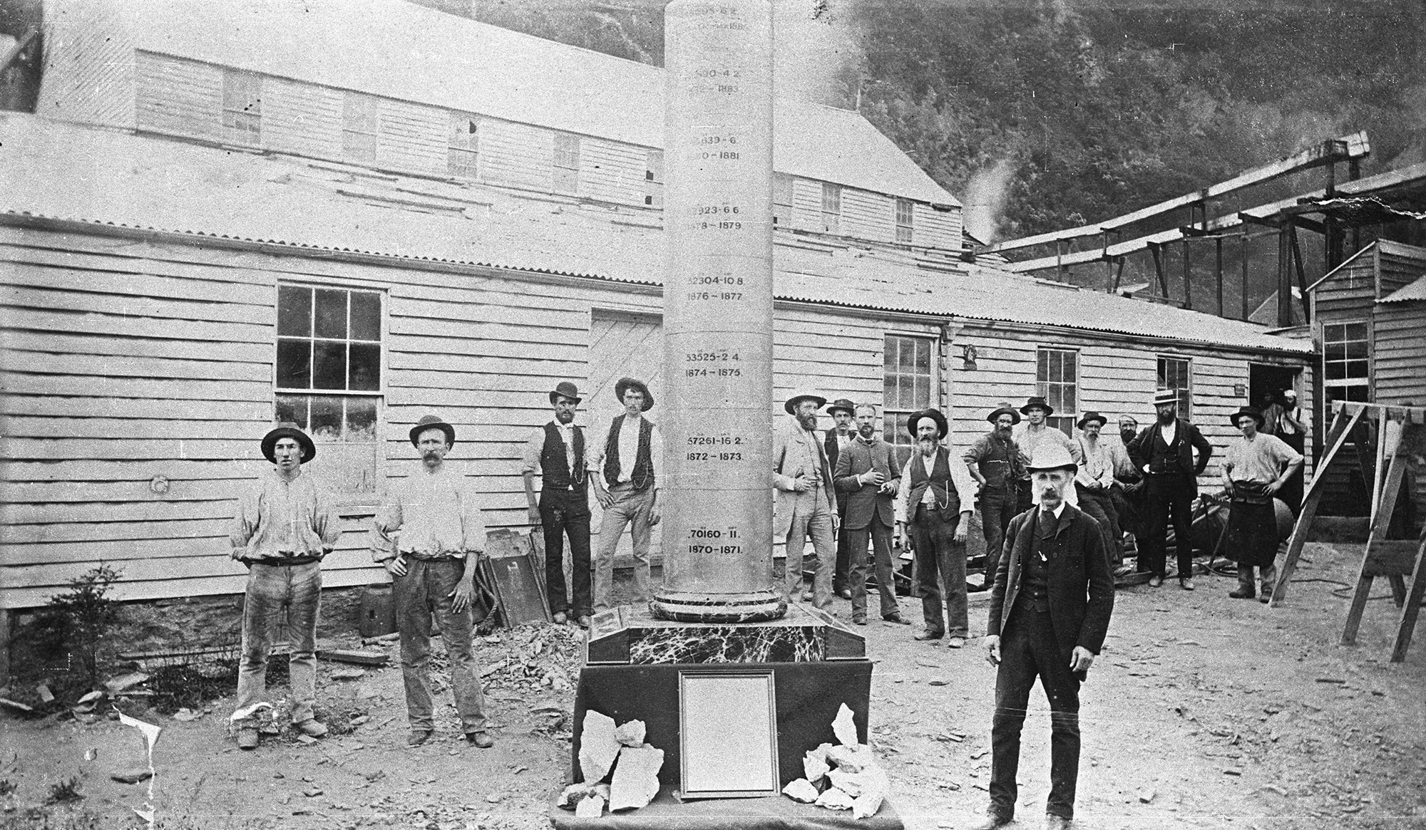 Men Posing With Gold Trophy Outside the Long Tunnel Mine, Walhalla, Victoria, circa 1875.