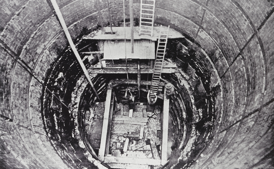 Interior of shaft, section 2, Hobsons Bay main, Port Melbourne, circa 1894