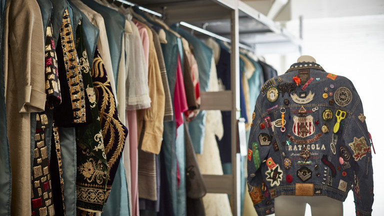 Garments from Museums Victoria collections in the Fashion and Textiles Store at Moreland.