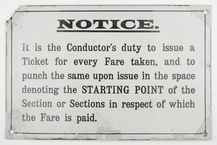 Tram sign 'notice'.