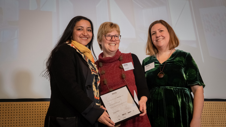 Rohini Kappadath (General Manager, Immigration Museum), Dr Moya McFadzean (Senior Curator, Migration & Cultural Diversity) and Emily McCulloch Childs.