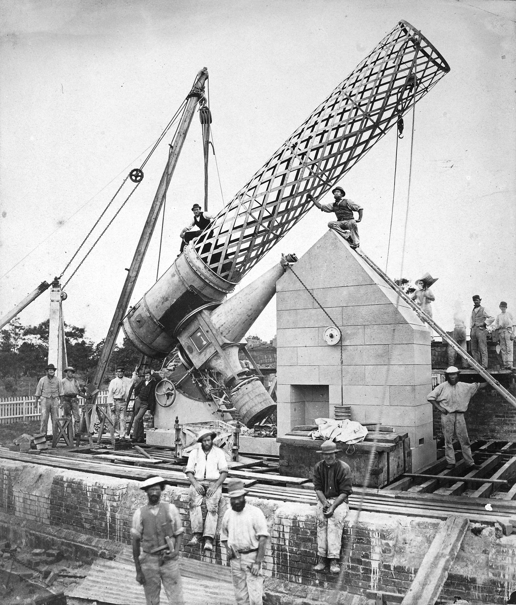 Assembly of the Great Melbourne Telescope, Melbourne Observatory, 1869
